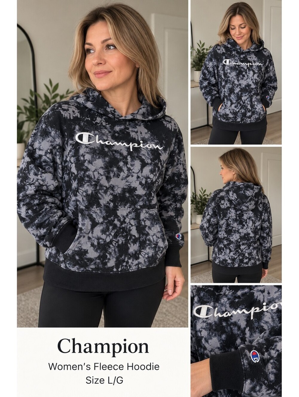Champion Women's Floral Camo Fleece Hoodie L/G – Fits M/L